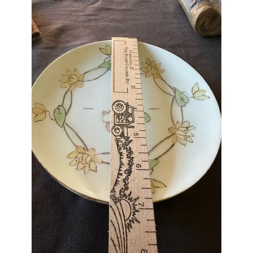 Antique MZ Austria bunny dessert Plates Set of 2 White Gold Gilt children 7”